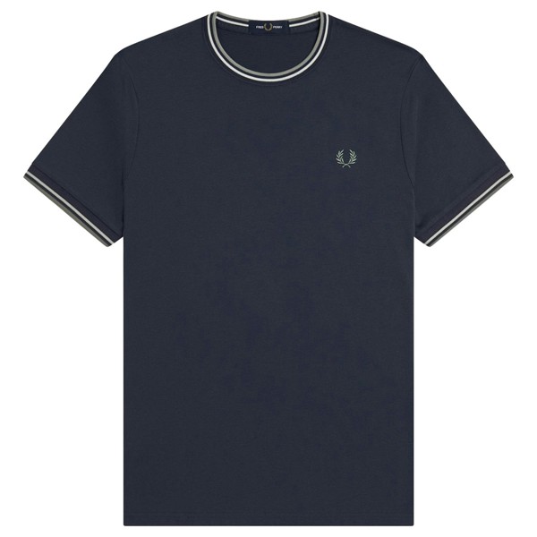 Fred Perry Twin Tipped T-Shirt - Dark Airforce/Ecru/Seagras