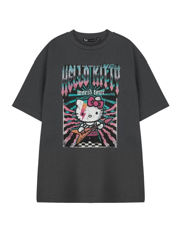 Hello Kitty Womens Grey World Tour Short Sleeved T-Shirt