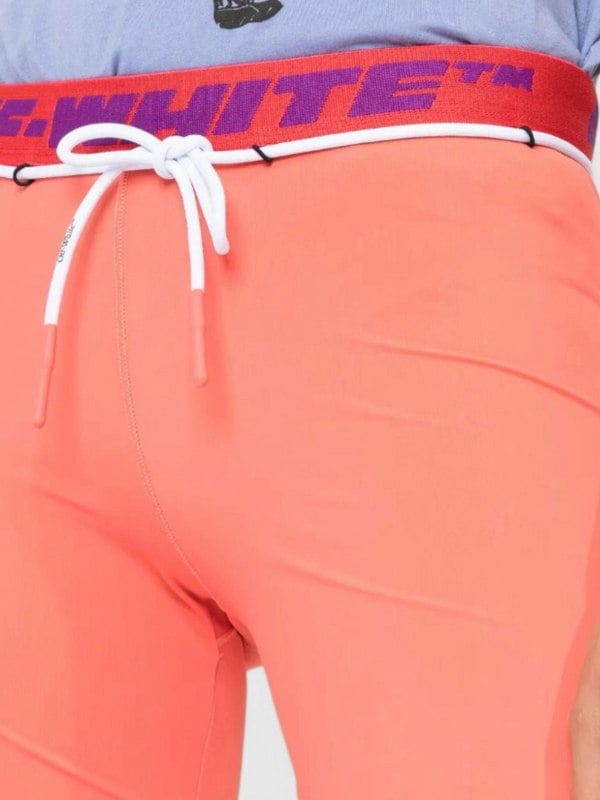 Off - White Logo Waistband Track Shorts Coral Red - Supplied FashionOff - White