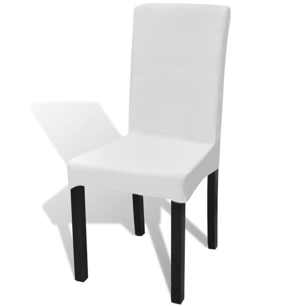 Berkfield 6 pcs White Straight Stretchable Chair Cover