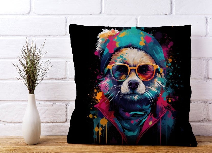 Warren Reed Multi Coloured Splashart Dog Cushions