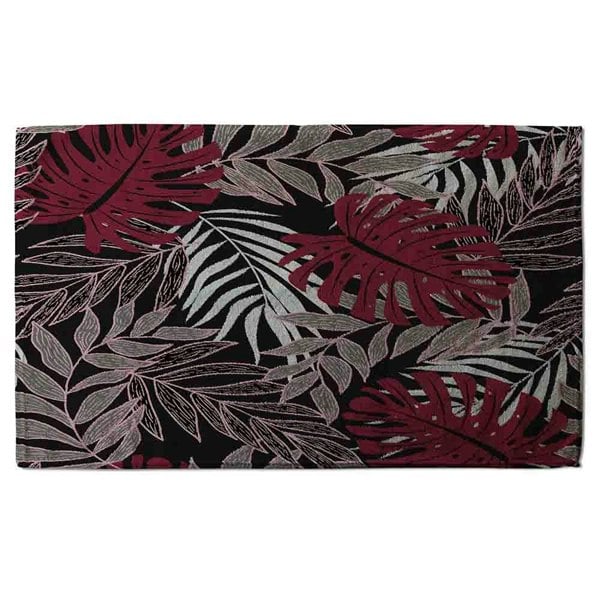 Benjamin Tate Design Tropical Leaves in Red, White & Grey (Bath Towel)