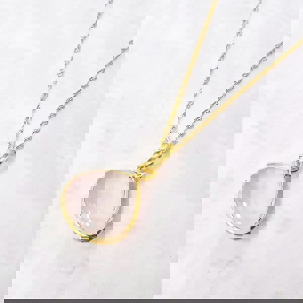 18ct Gold Vermeil Plated Rose Quartz Pendant Necklace
