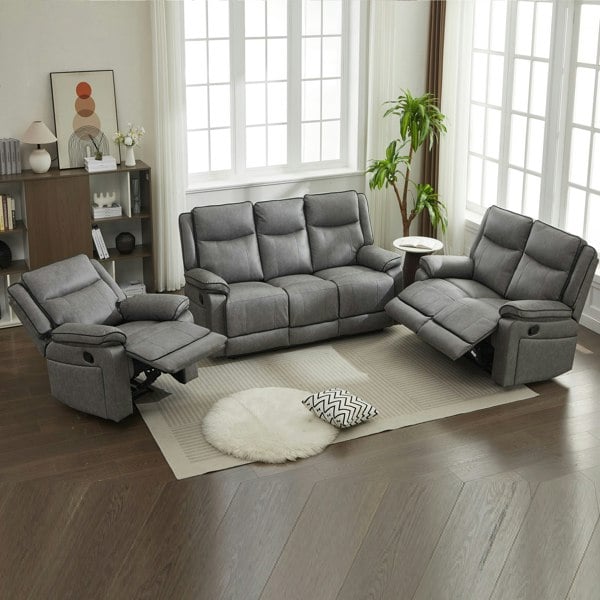 Furniture One Manual Recliners Sofa Set,105–135 Degrees Recliner Padded Sofa with Adjustable Backrest