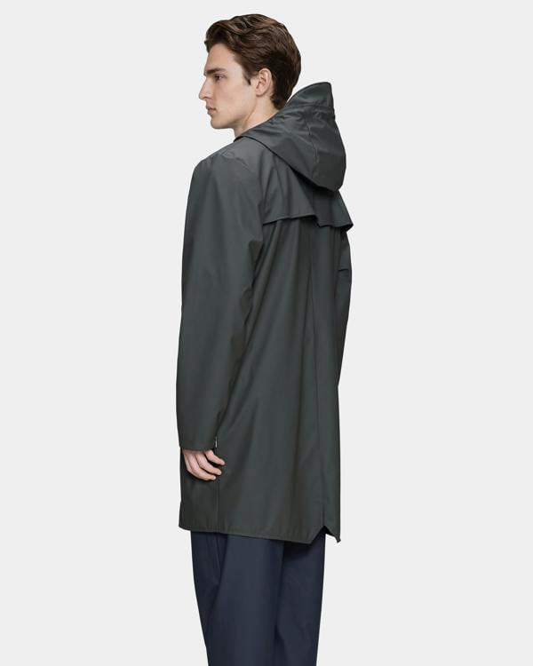 Rains Long Unisex Jacket - 153 Dark Grey | CHO | Designer Unisex Rain Coats