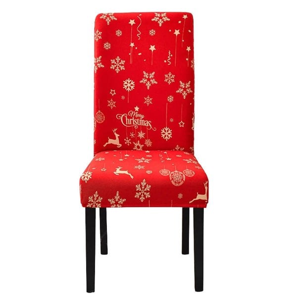 Anyseat Red Small Snowflakes Elastic Chair Cover for Dining Room