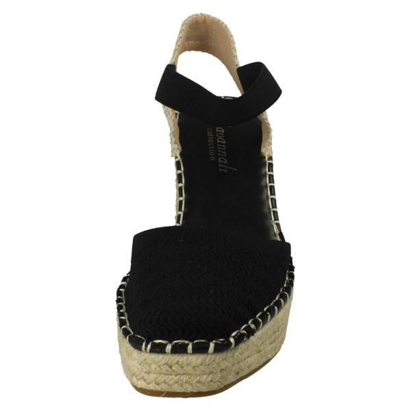 Savannah Ladies Savannah High Wedge Espadrille Slip On Summer Shoes Sandals F2305