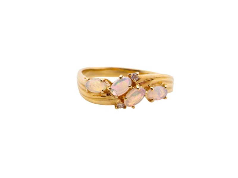 Vintage Tom 18 Carat Gold Opal & Diamond Dress Ring