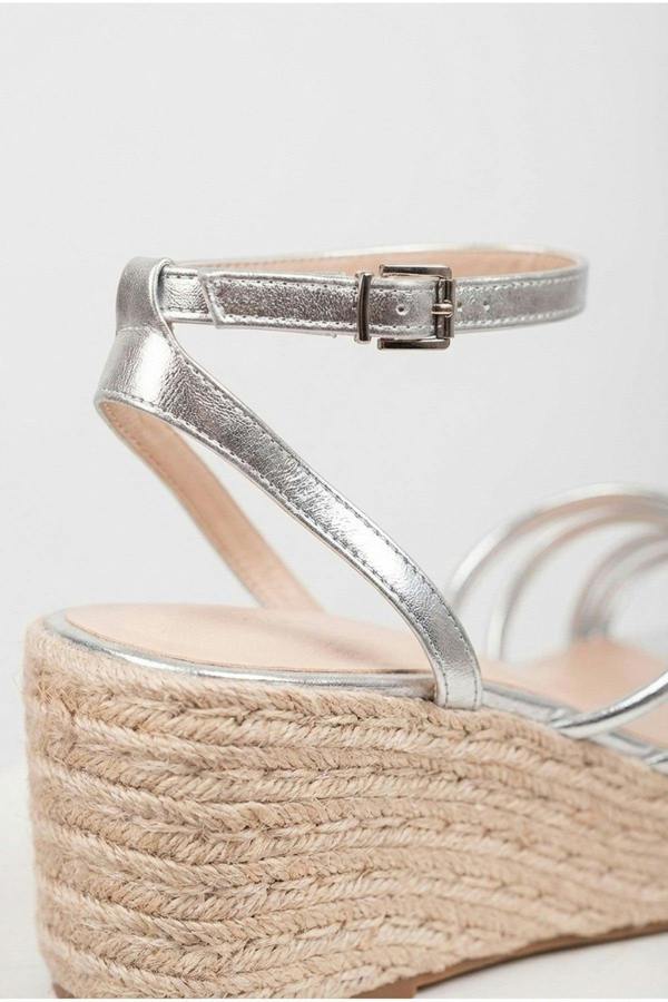 Olivia Womens Strappy Espadrille Platform Sandals - Silver