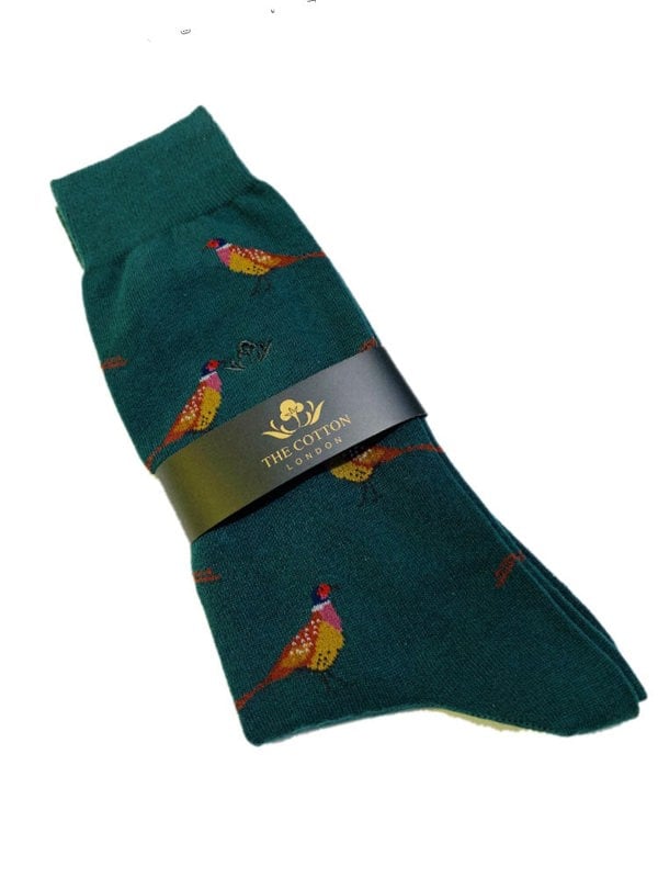 PHEASANT MOTIF SOFT COTTON SOCKS – CONIFER