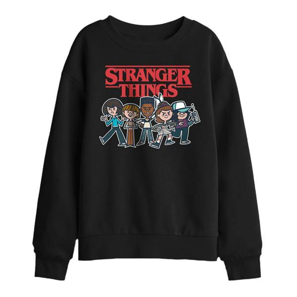 Stranger Things Childrens/Kids Cartoon Group Sweatshirt - Black - 