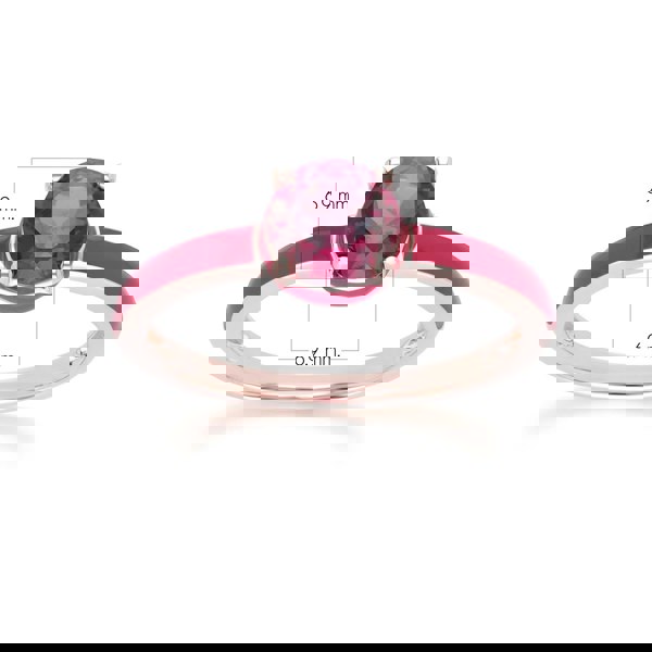 Gemondo Siberian Waltz Pink Enamel & Round Rhodolite Ring In Rose Gold Vermeil