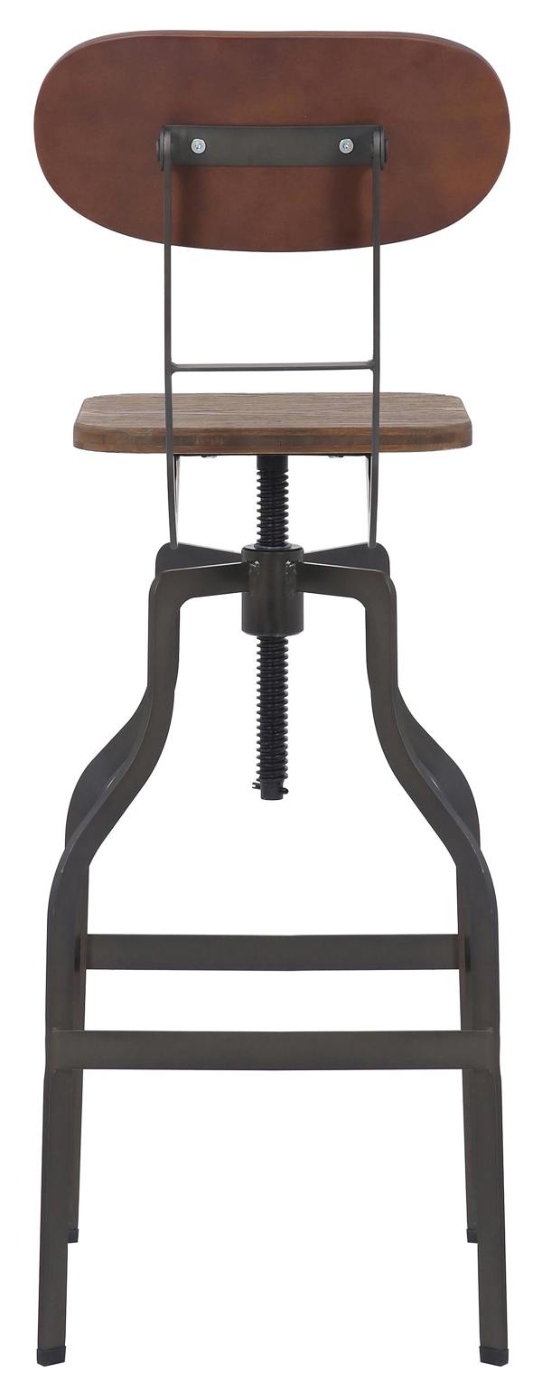 Lamboro Bolzano Single Vintage Kitchen Bar Stool, Powder Coated Legs, Height Adjustable Screw Swivel, Breakfast Bar & Home Barstool, Brown