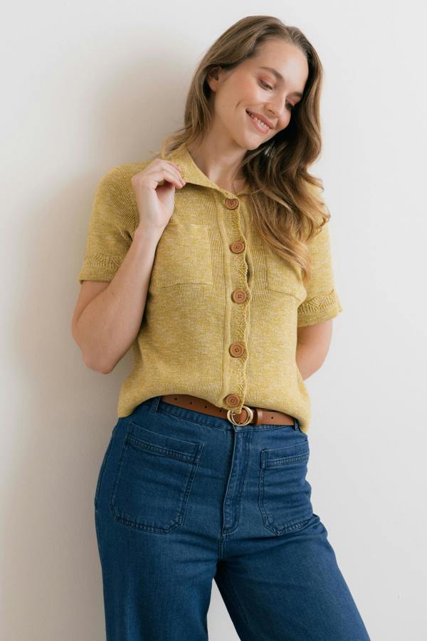 Phoebe Short Sleeve Knitted Jacket Lime