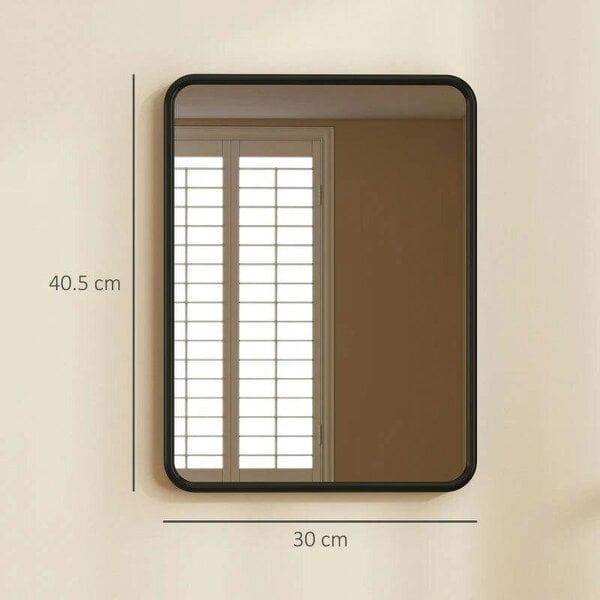 Bobobiy Rectangular Wall Mirror with HD Glass - Black