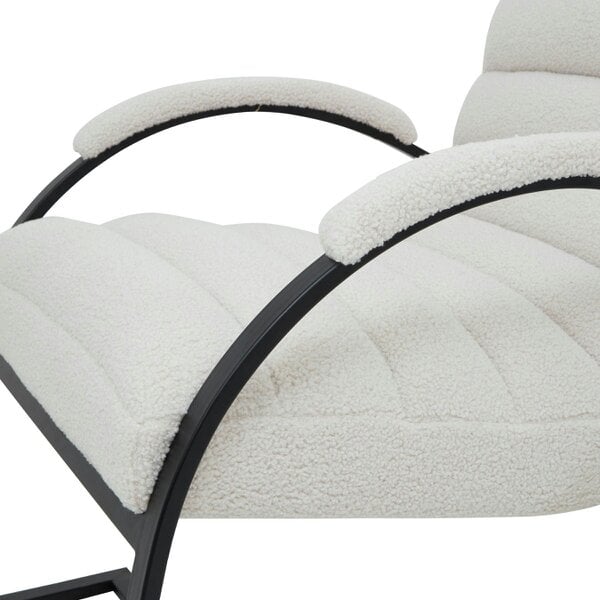 Wyld Haus Soft Cream Ribbed Boucle and Black Metal Accent Chair