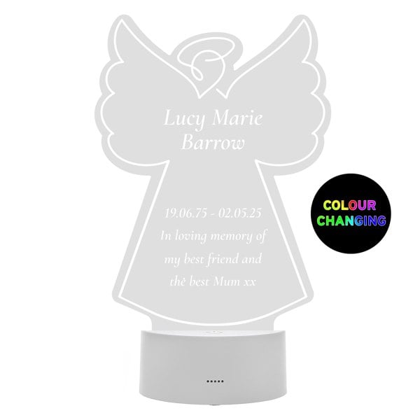 Personalised Memento Company Personalised Free Text Angel Memorial Colour Changing LED Light