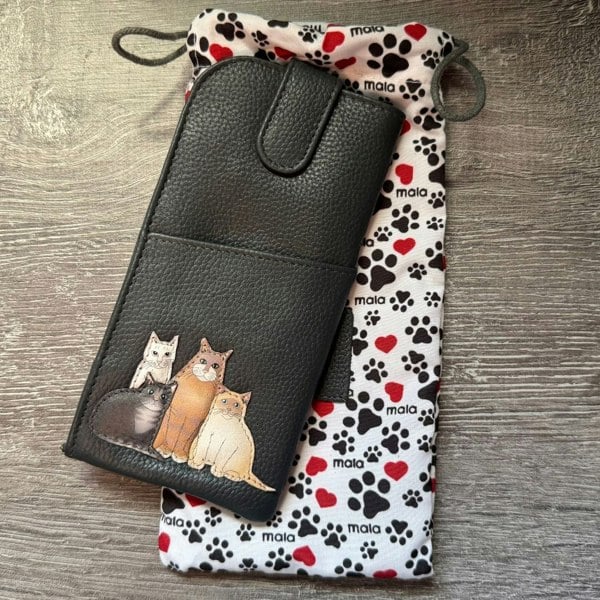 Mala Leather Meowfia Cats Wide Fit Leather Glasses Case