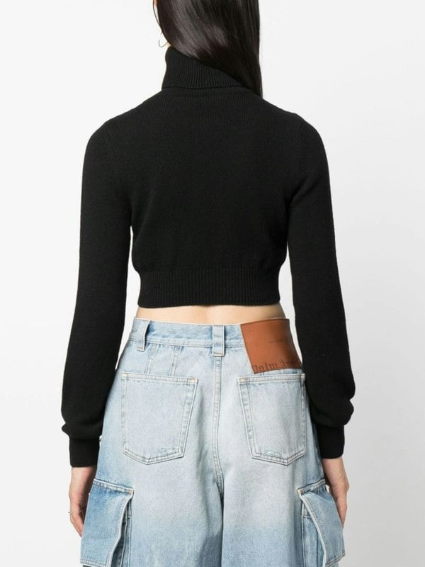 Palm Angels All Roads Cropped Turtleneck Jumper Black - Supplied FashionPALM ANGELS