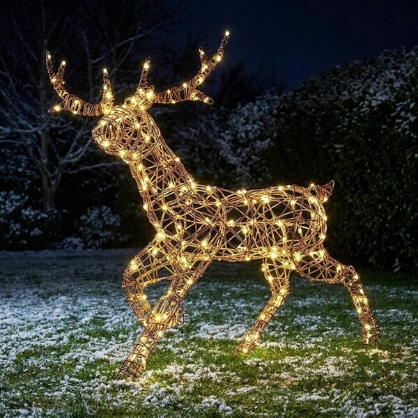 Garden Greatness Multi Action Lit Rattan Stag Garden Decoration