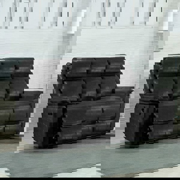 Furnishings For Less Toronto Reclining Leather-Like 3 Seater Sofa Black or Grey