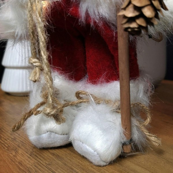 Samuel Alexander 30cm Battery Operated Red Standing Light up Santa Claus with Brown Woven Sack