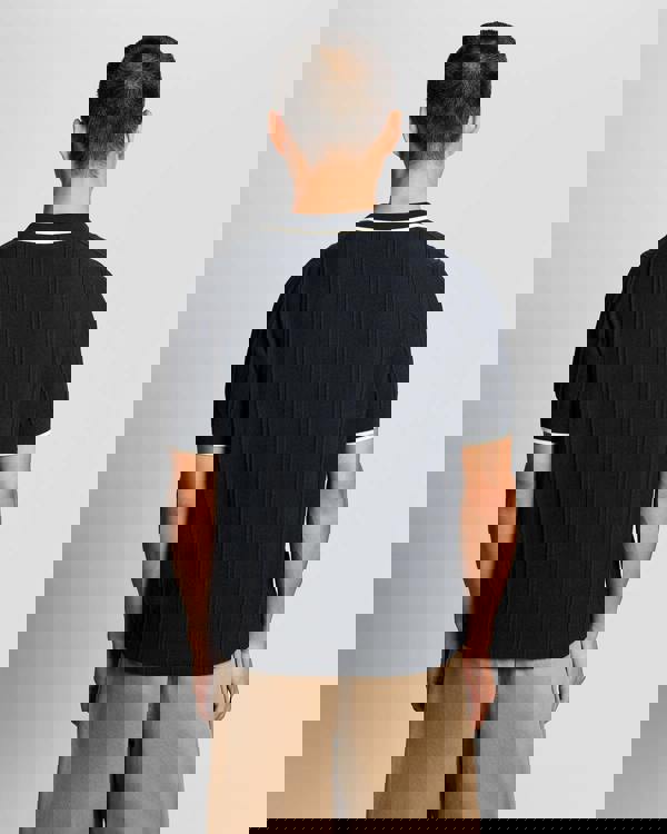 Lyle & Scott Tipped Pique Mens Knitted Polo - Z271 Dark Navy | CHO | Designer Mens Short Sleeve Polo Shirts