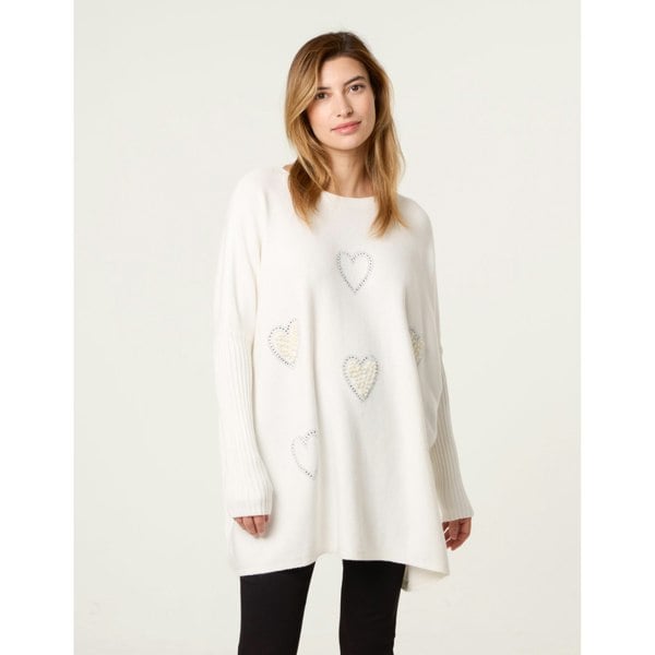 Blue Vanilla Embellished Oversized Heart Jumper