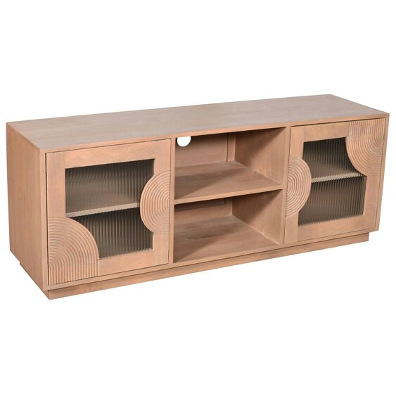 Wyld Haus New Mexico Mango Wood 2 Door TV Unit with Reeded Glass
