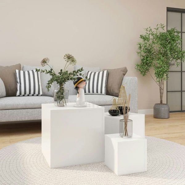 Berkfield Side Tables 3 pcs White Engineered Wood