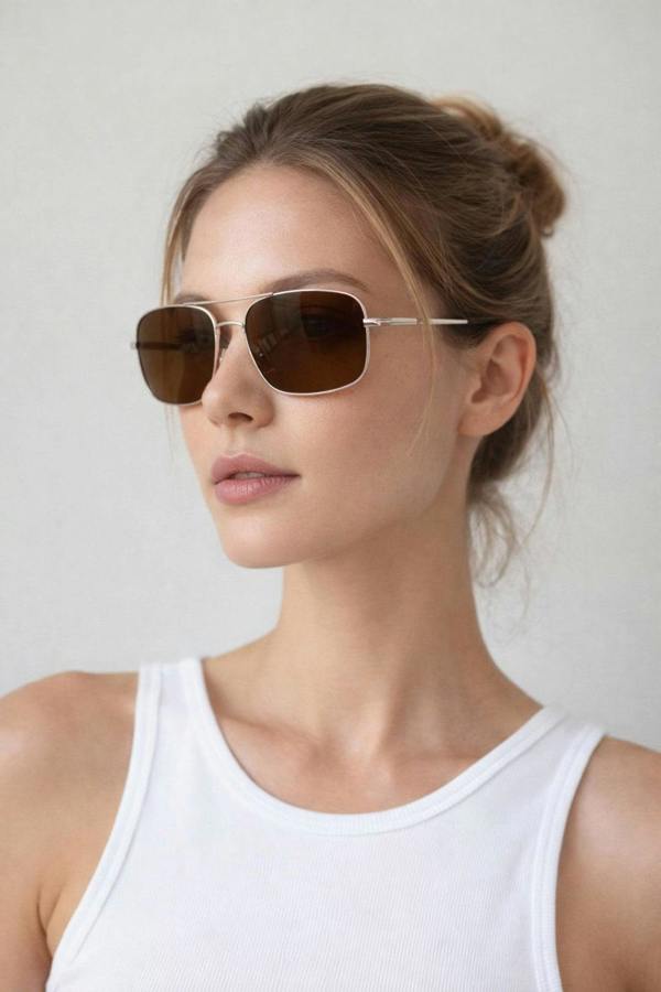 Aviator style square frame sunglasses - svnx