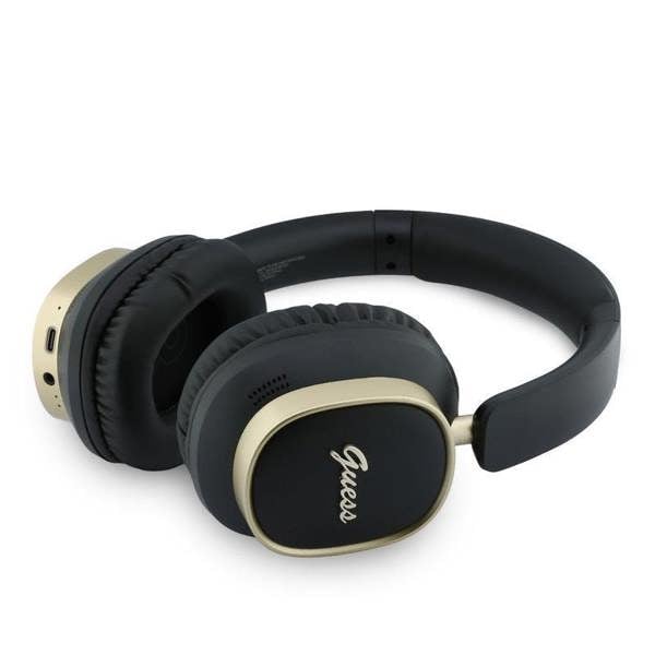 Guess Rectangle Metal Script Logo ENC On Ear Wireless Headphone Black - GUBHV28HGCSMK