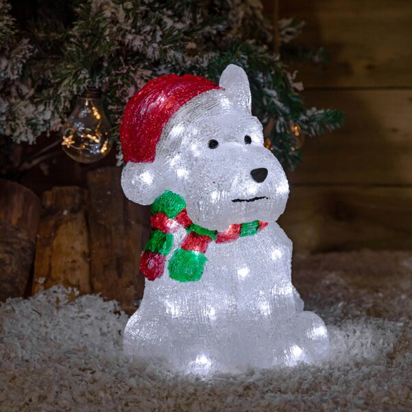 Samuel Alexander 31cm Light up Acrylic Christmas Westie Dog Decoration with 40 White LEDs