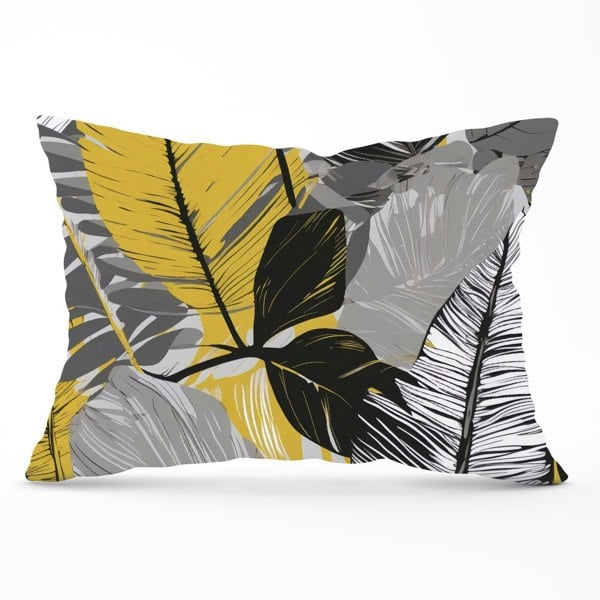 Warren Reed Grey Yellow Floral Leaves Cushions