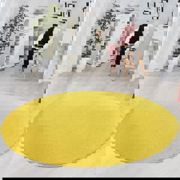 Modern Plain Yellow Rug – Soft Short Pile