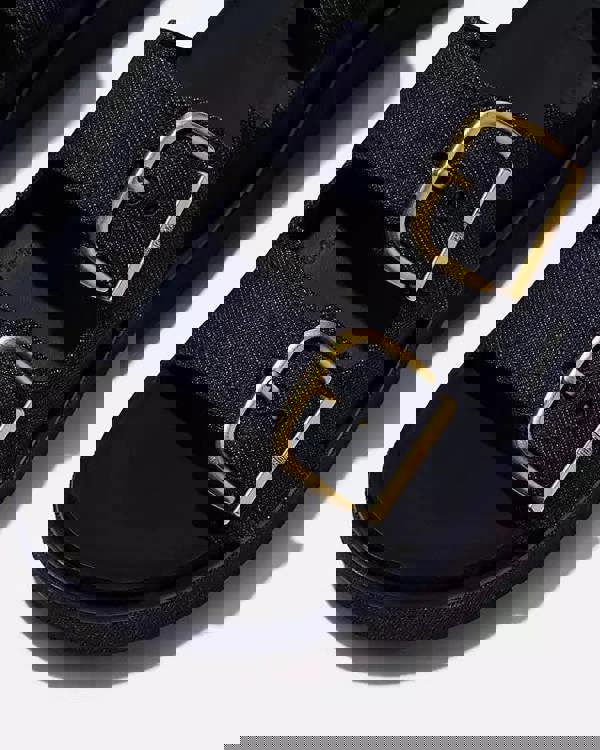 FitFlop Womens GEN-FF Max Buckle Two-Bar Denim Slides - Dark Denim D71 | CHO | Designer Womens Sandals