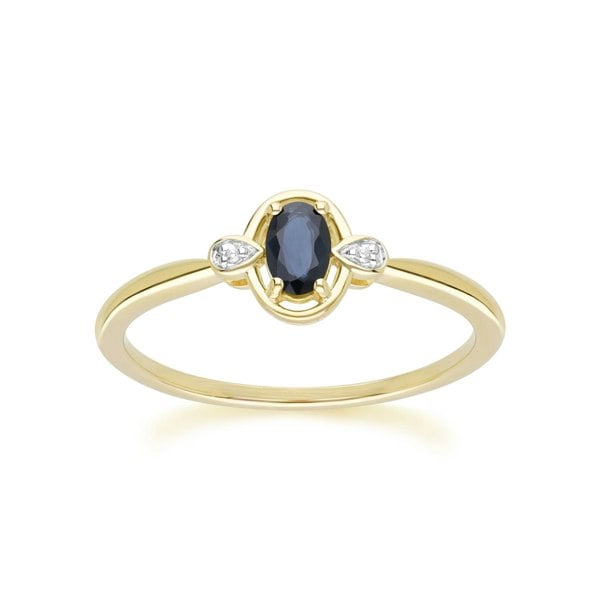 Gemondo Classic Oval Sapphire & Round Diamond Ring In 9ct Yellow Gold