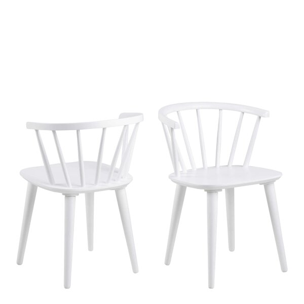 Wyld Haus Set of 2 White Wooden Dining Chairs Modern Slatted Back