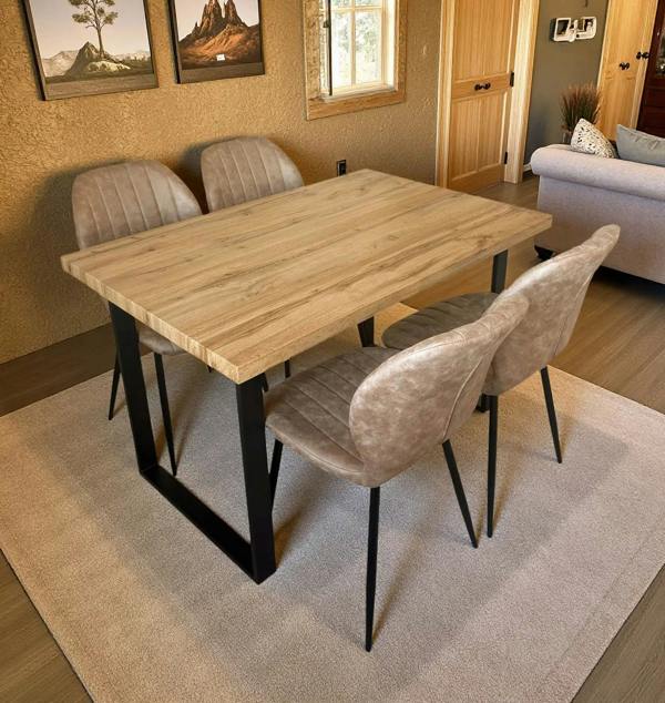 Colorado Dining Table with 4 Jaydn Leather Chairs - Madefor.Living