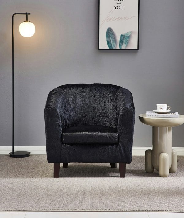 Comfy Living Modern Crushed Velvet Tub Chair Armchair - Add a Touch of Glamour to Your Living Space
