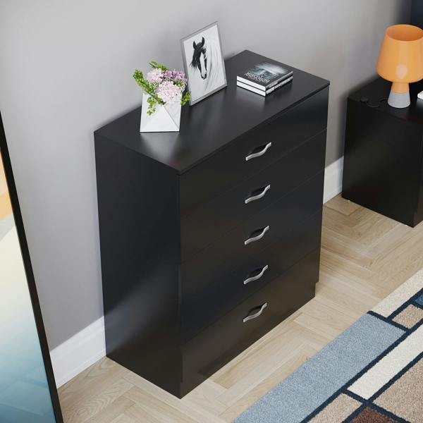 Vida Designs Riano 5 Drawer Chest, Black