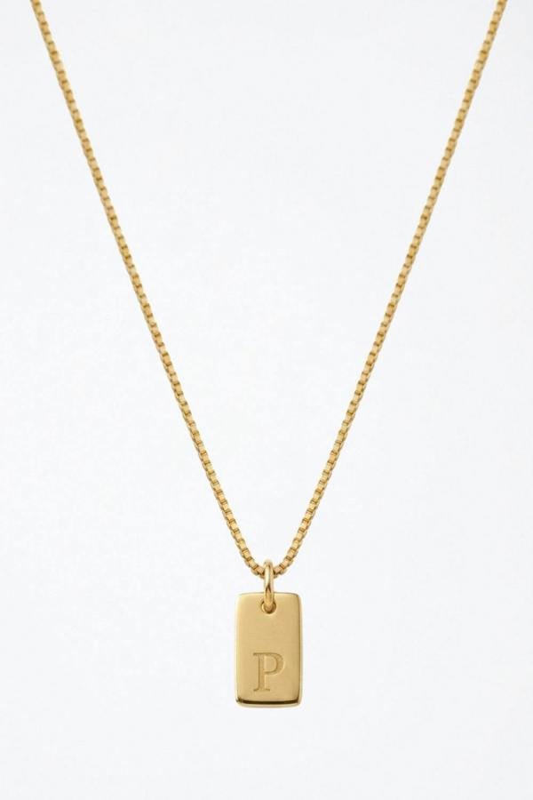 Serla Initial Pendant Gold Plated Necklace Letter P