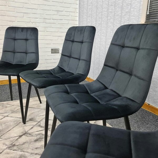 Kosy Koala Dining Chairs Set of 4 Black Velvet Kitchen chairs