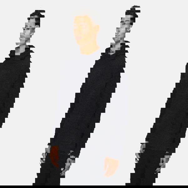 Good For Nothing Black Relaxed Boucle Knitted Pullover Hoodie - Black Image 1