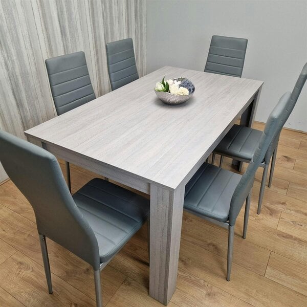 Kosy Koala Modern Grey Rectangle Dining Table Set With 6 Grey Chairs Dining Room Furniture