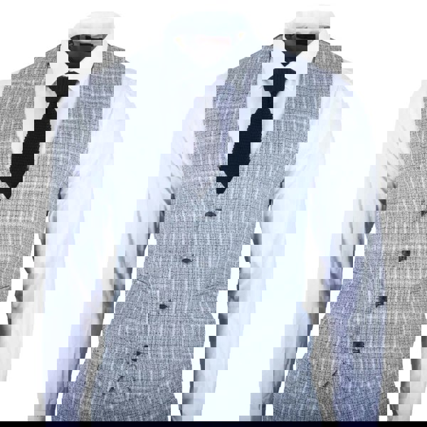 TruClothing IM11 - Men's Light Blue 3 Piece Plaid Check Suit