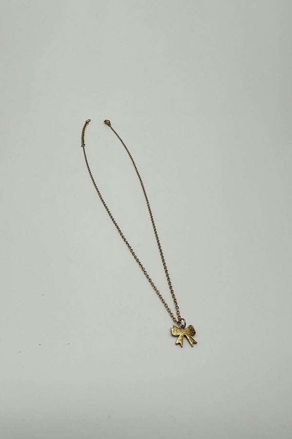 SVNX Mini Bow Pendant Necklace in Gold