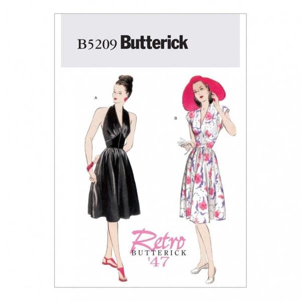 Butterick Sewing Pattern 5209, Dresses, Vintage Style for Women, 6-8-10-12 - Easy