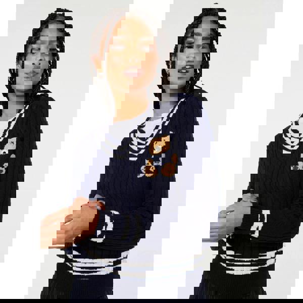 Pink Vanilla Contrast V-Neck Teddy Jumper