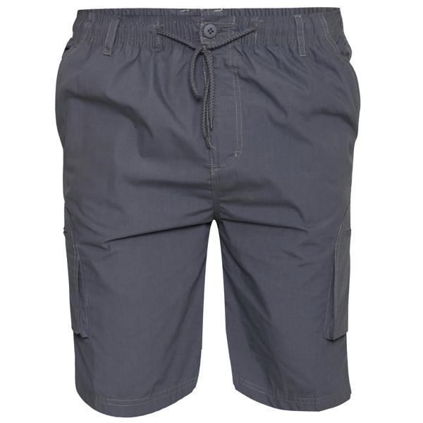 Duke Mens D555 Nick Elasticated Waist Cargo Shorts - Grey - 